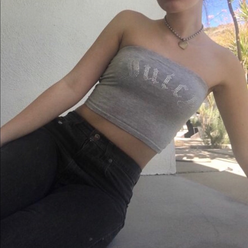 Juicy Couture Gothic Crystal Gray tube top - Picture 2 of 5